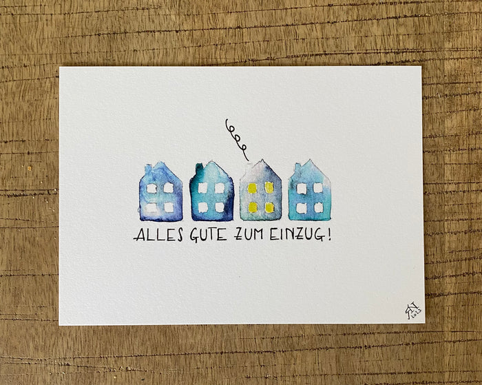Postkarte - Alles Gute zum Einzug! (Farbe blau)