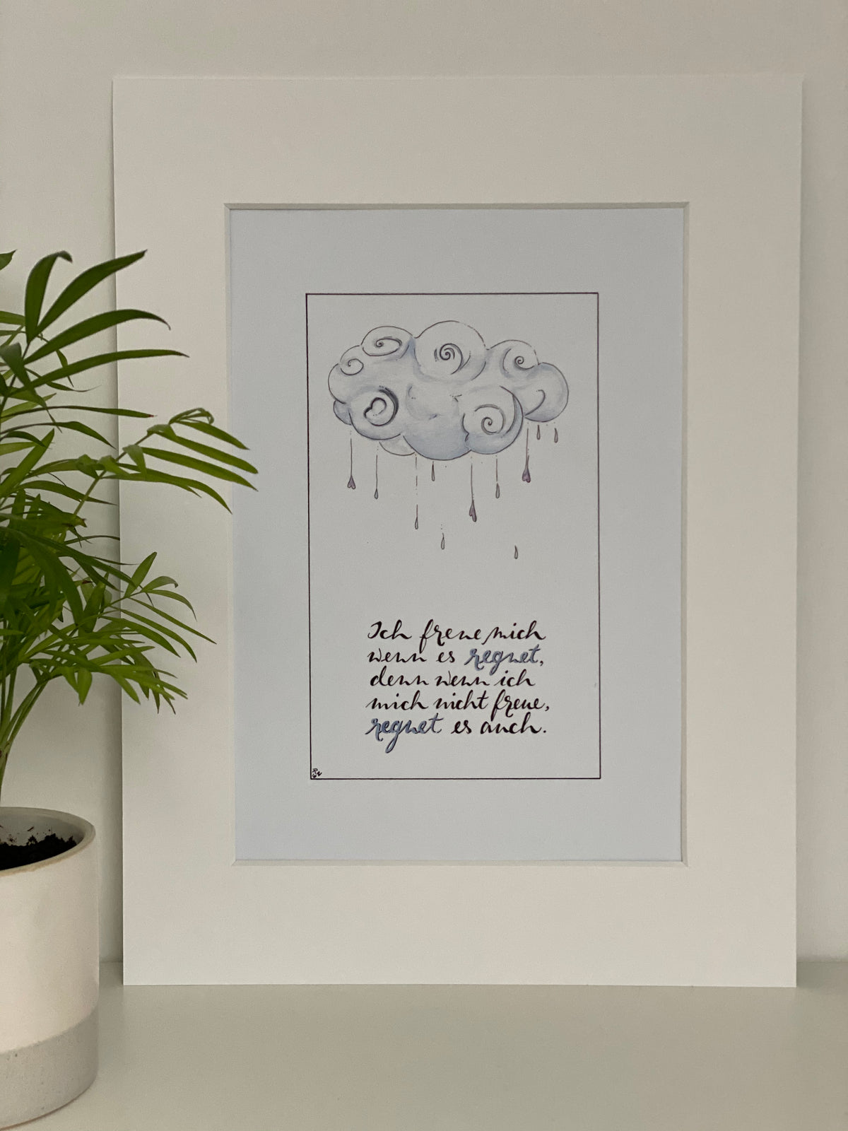 Kunstdruck Passepartout - Ich freue mich wenn es regnet